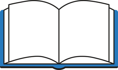 Open book with blank white pages and blue cover blank pages