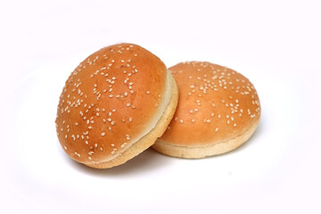 Tasty burger bun for sandwich isolated on white.
