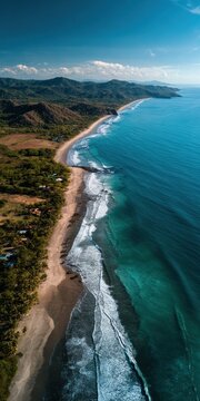 Nosara Costa Rica. Drone Shot of Pelada Beach for Mobile Wallpaper