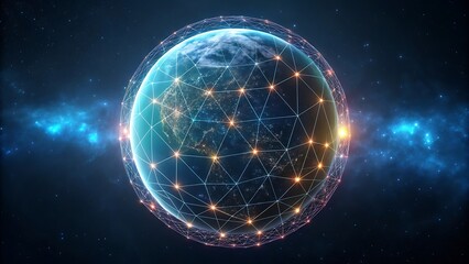 Global network earth digital connectivity futuristic technology concept