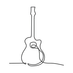 design vector continuous line drawn guitar musical instrument