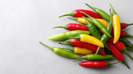 Spicy Peppers Assortment on White