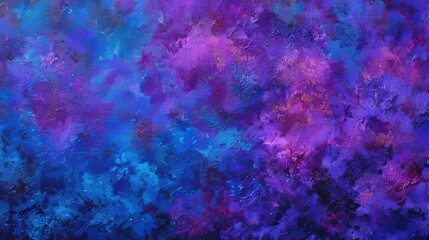 Fototapeta premium Richly textured abstract cosmic background in blue and purple nebula hues.