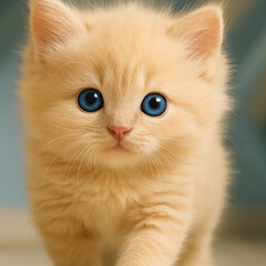 Capture your heart with this Adorable Kitten, featuring its striking blue eyes and fluffy, golden fur. This captivating portrait showcases the innocence and charm of a young felin ...
