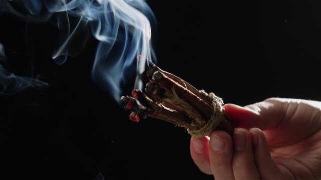 Licorice roots close-up. Herbal detox tea or aroma stick for spa meditation. 