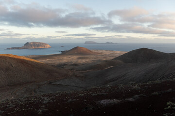morining views on volcanic landscape in La Graciosa