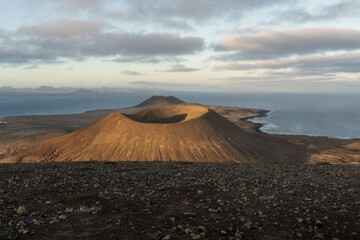 morining views on volcanic landscape in La Graciosa
