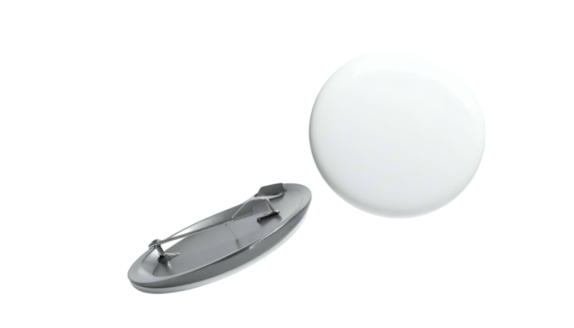 White circular disc detached from a metallic oval-shaped component on a stark black background