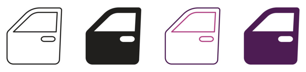 Car door isolated icon set on white background, auto service, repair, car detail. Vector illustration .