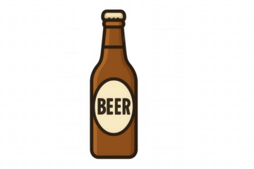 Beer bottle illustration representing alcoholic beverage, enjoying happy hours, celebration, party, and pub concepts on a transparent background