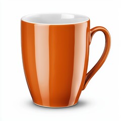 Glossy Burnt Orange Ceramic Mug on White Background
