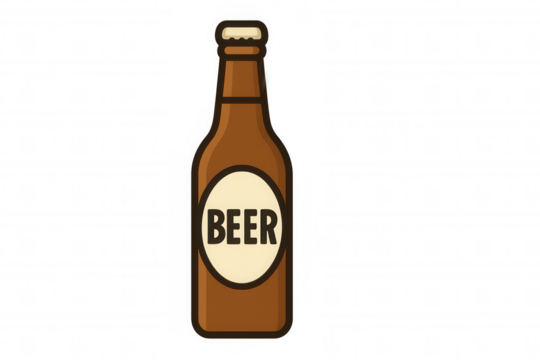 Beer bottle illustration representing alcoholic beverage, enjoying happy hours, celebration, party, and pub concepts on a transparent background - Powered by Adobe