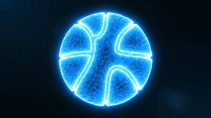 Glowing neon basketball with futuristic energy on a dark background - Powered by Adobe