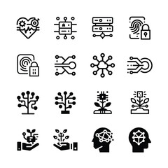 Collection of modern technology and artificial intelligence icons
