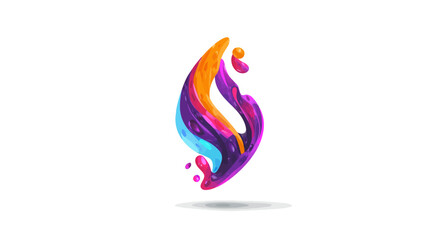 Naklejka premium Vibrant abstract colorful fluid shape with dynamic liquid splashes on a clean white background, a modern creative graphic design element.