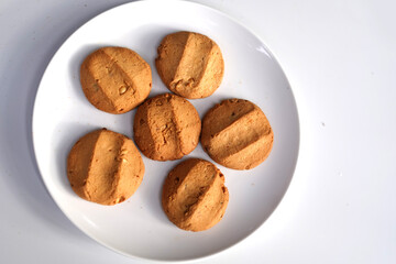 Homemade Cookies on White Plate Isolated on White Background.