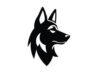 Monochromatic Stylized Wolf Dog Head Vector Illustration Esport Mascot Logo

