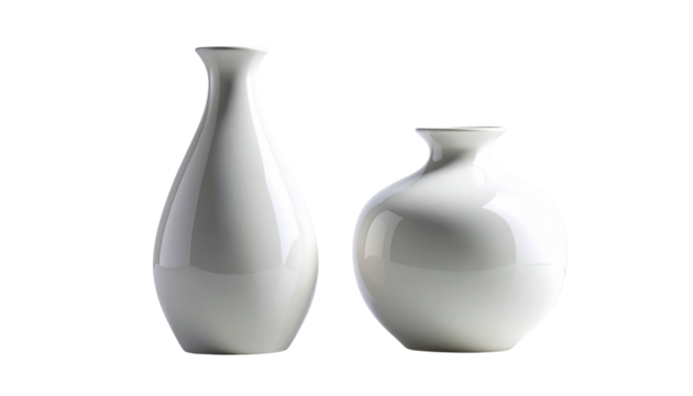 White porcelain flower and plant vases icon isolated on transparent background