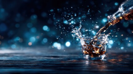 A refreshing soda being poured into a glass, creating a stunning splash, illustrating the joy and excitement of summer drinks in vibrant, sparkling liquid motion.