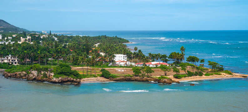 Panoramic View of Coastline at Puerto Plata Harbor, Dominican Republic