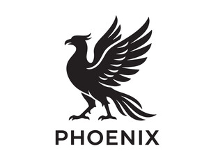Majestic Black Phoenix Bird Vector Logo Illustration for Company Rebranding

