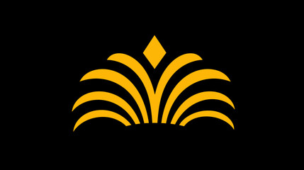 Elegant golden abstract crown or luxury emblem with a central diamond shape on a sleek black background, symbolizing premium quality and sophistication.