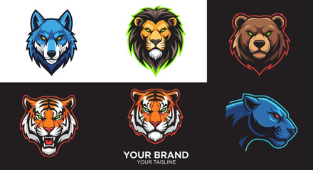 Animal head illustrations for brand identity and logo design elements.