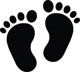 “Black Footprint Silhouette Icon Isolated on White Background”