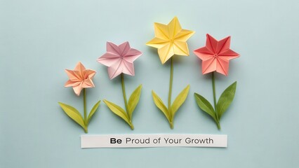 Origami Flowers Blooming One By One With Message of Growth