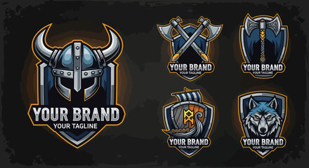 Collection of Viking Warrior and Animal Emblem Logos. © Anak