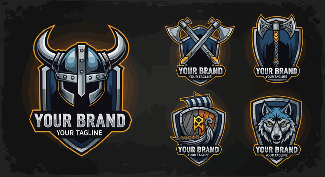 Collection of Viking Warrior and Animal Emblem Logos.