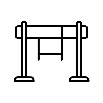 Simple outline of a gymnastic parallel bars in black and white. Hurdle bar  