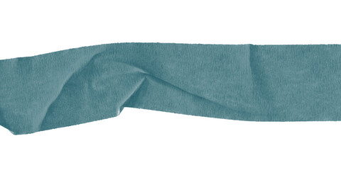 Teal fabric draped and folded isolated on transparent background