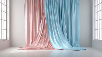 Blue Pink Satin Background Minimal