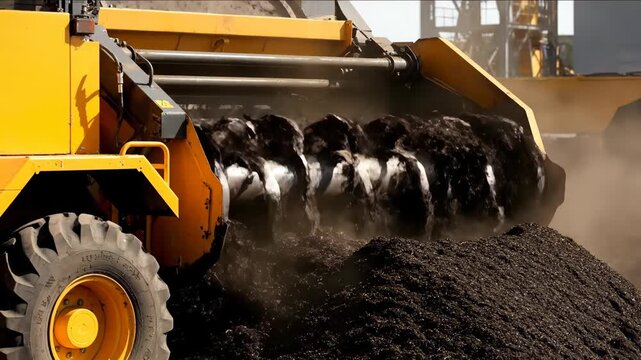 Heavy Machinery Excavating Ground Asphalting Construction Site