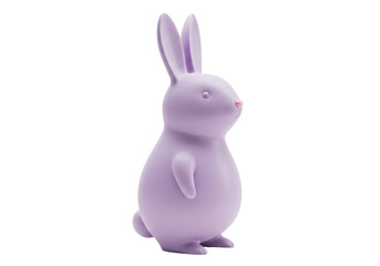 Isolated lavender rabbit figurine, cute pastel-colored animal for Easter or baby nursery