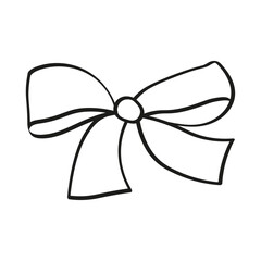 Graphic hand drawn decorative bow. Doodle decorative element for gifts