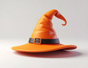 halloween orange witch hat isolated on white background