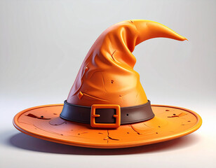 halloween orange witch hat isolated on white background
