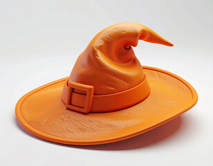 halloween orange witch hat isolated on white background