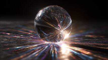 Abstract sphere with vibrant light trails radiating outward, creating a sense of energy, innovation, and future possibilities