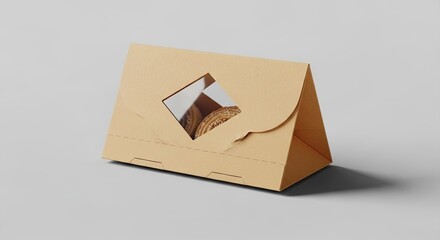Minimalist Brown Cardboard Triangle Food Packaging Mockup
