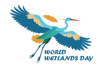 World Wetlands Day Heron Vector – Wings Featuring Global Wetland Maps