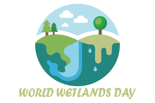 World Wetlands Day Earth’s Kidney Vector – Wetland Water Purification Illustration