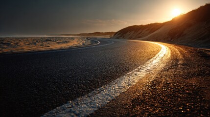 Fototapeta premium Coastal road at sunset