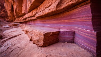 Colorful strata of sedimentary rock in unique geological formation