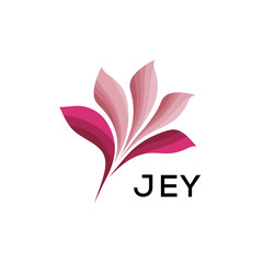 Modern Pink Leaf Logo Vector, JEY Later Logo, Gradient Petal Logo Concept, Creative Minimal Nature Logo, 
