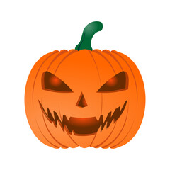Spooky Jack-O'-Lantern Halloween Icon, Evil Grinning Pumpkin Vector Illustration, Orange Halloween Jackolantern Face