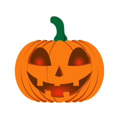 Spooky Jack-O'-Lantern Halloween Icon, Evil Grinning Pumpkin Vector Illustration, Orange Halloween Jackolantern Face