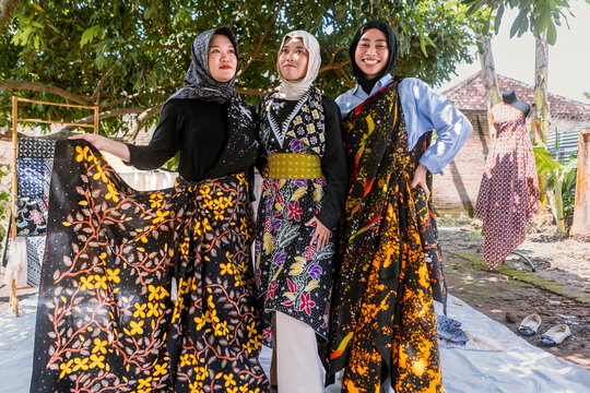 Traditional Indonesian batik patterns in sunlight